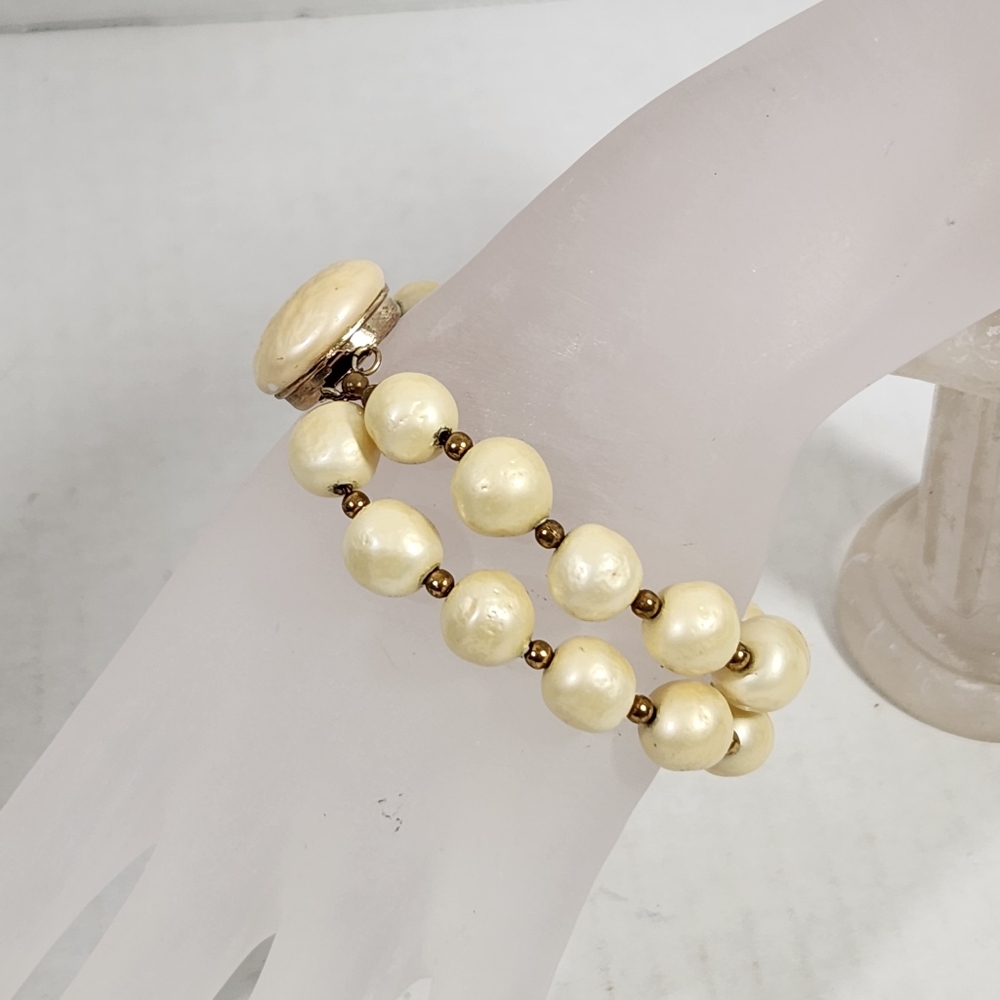 Vintage Antique Baroque glass pearl bracelet w slide clasp - Picture 3 of 10
